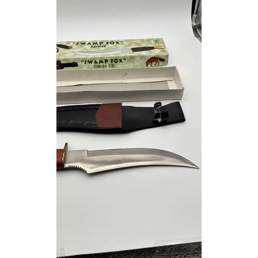 Swamp Fox 15.5” Bowie Knife Wood Handle NIB W/sheath VG Condition. Cool Look.